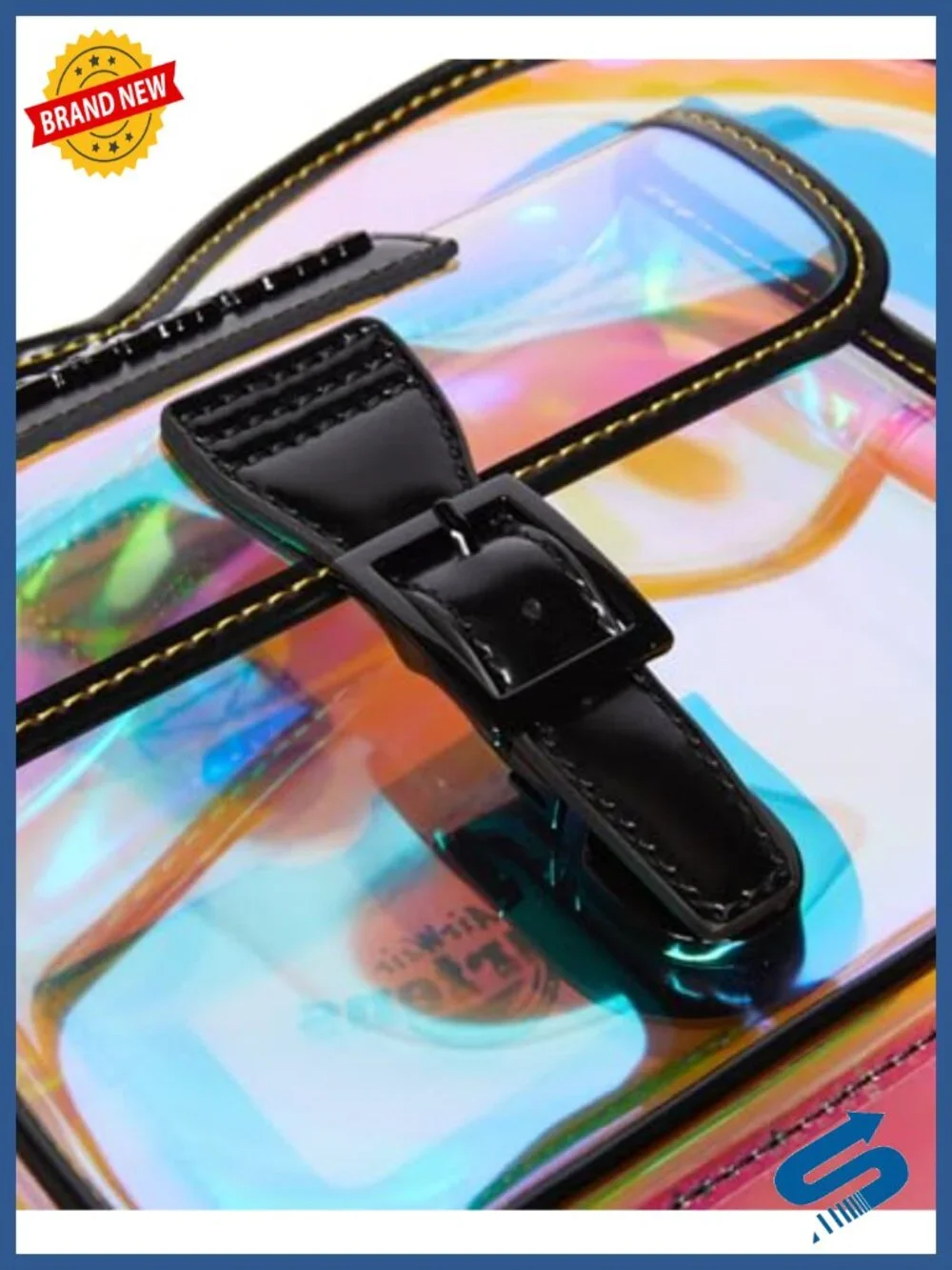 Iridescent PU Transparent Heart Backpack - Detachable Straps
